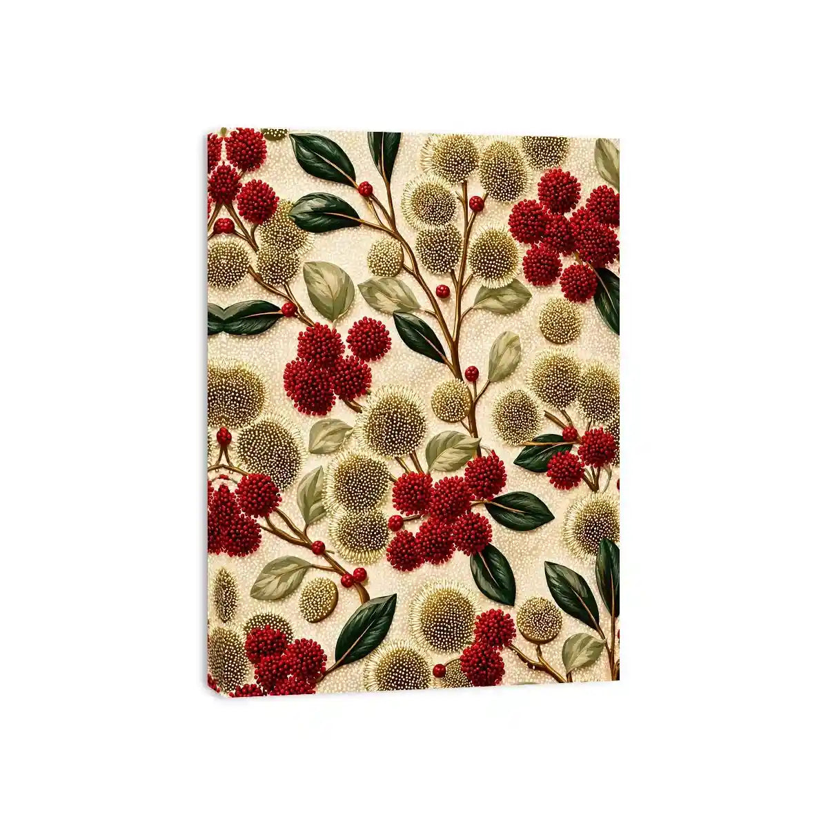 botanical floral pattern wall art, red flower luxury canvas, vintage floral print design, elegant botanical decor artwork
