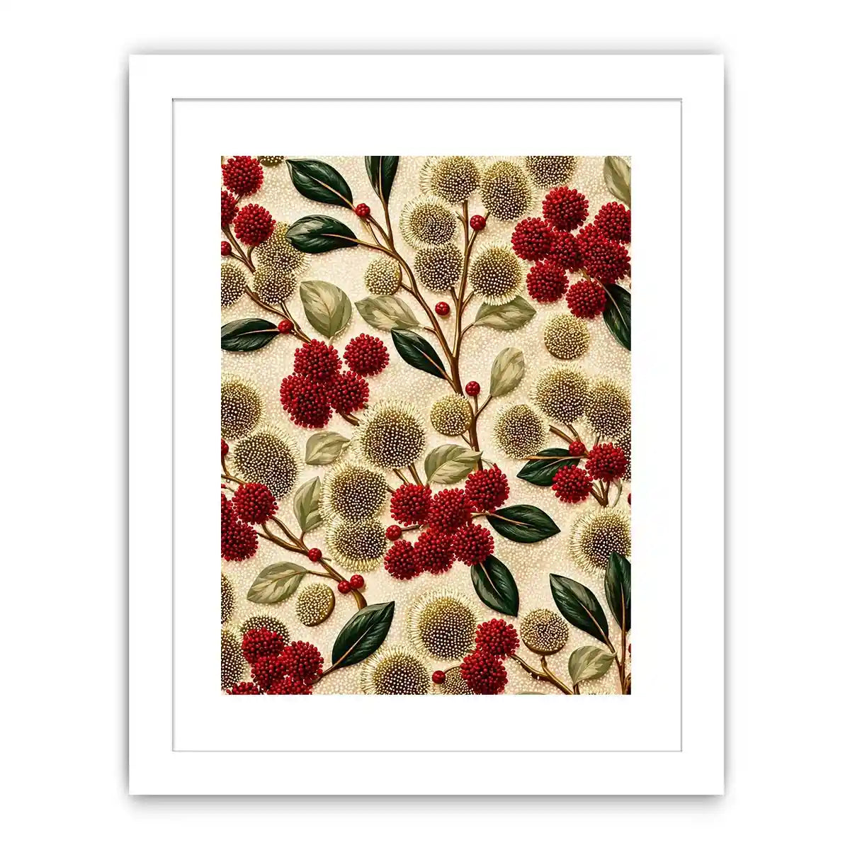 botanical floral pattern wall art, red flower luxury canvas, vintage floral print design, elegant botanical decor artwork