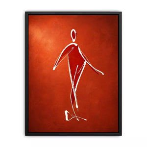 minimalist woman line art, abstract figure Canvas Print, modern red Canvas Print, simple line drawing decor