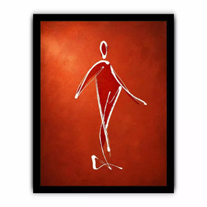 minimalist woman line art, abstract figure Canvas Print, modern red Canvas Print, simple line drawing decor