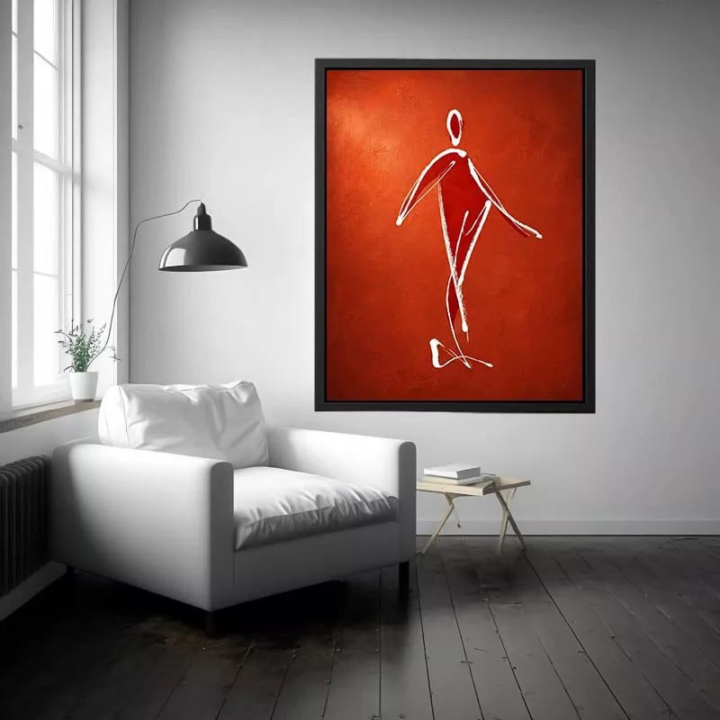 minimalist woman line art, abstract figure Canvas Print, modern red Canvas Print, simple line drawing decor