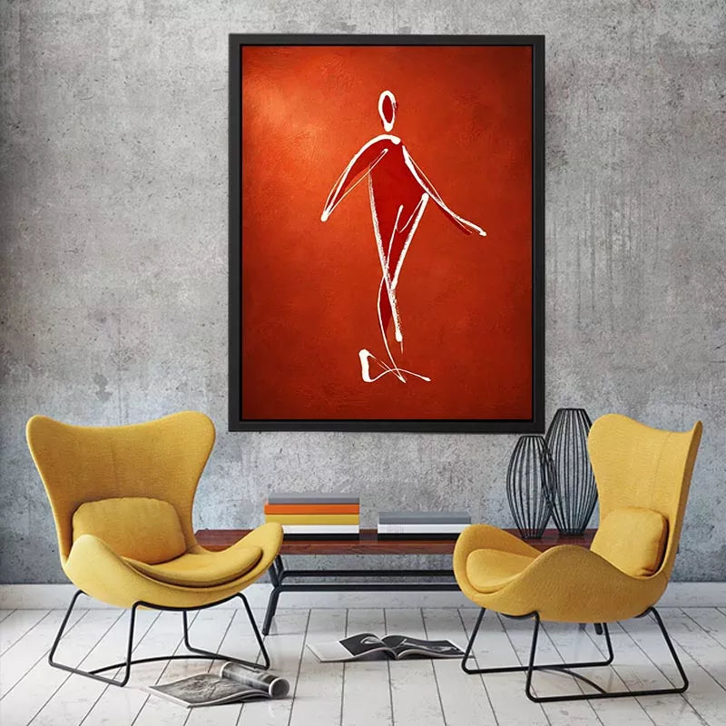 minimalist woman line art, abstract figure Canvas Print, modern red Canvas Print, simple line drawing decor