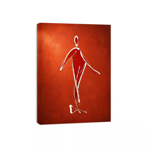 minimalist woman line art, abstract figure Canvas Print, modern red Canvas Print, simple line drawing decor