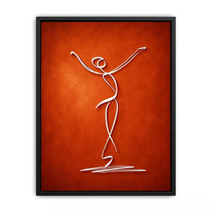 minimalist dancing figure art, abstract line art canvas, modern red Canvas Print, expressive figure drawing decor