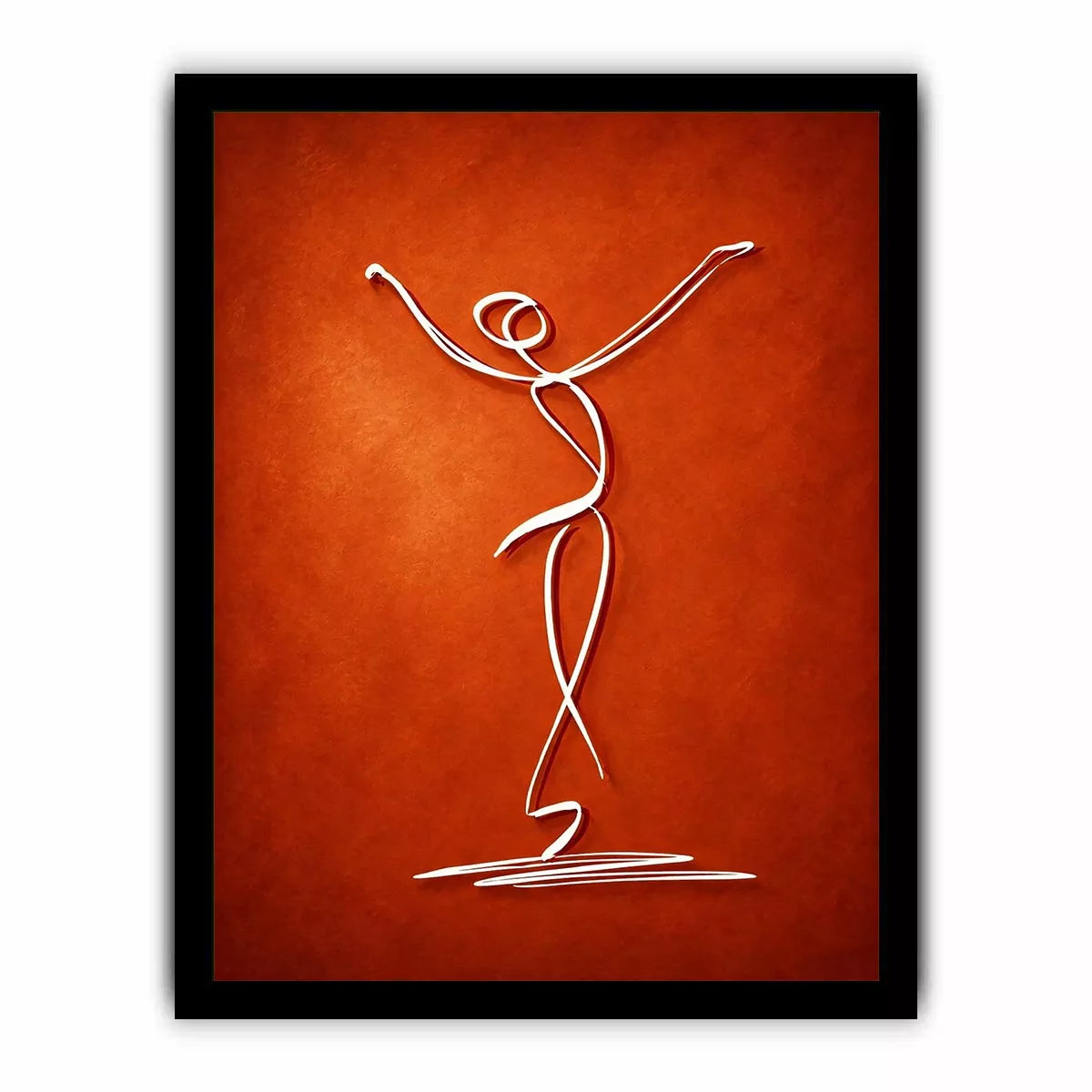 minimalist dancing figure art, abstract line art canvas, modern red Canvas Print, expressive figure drawing decor