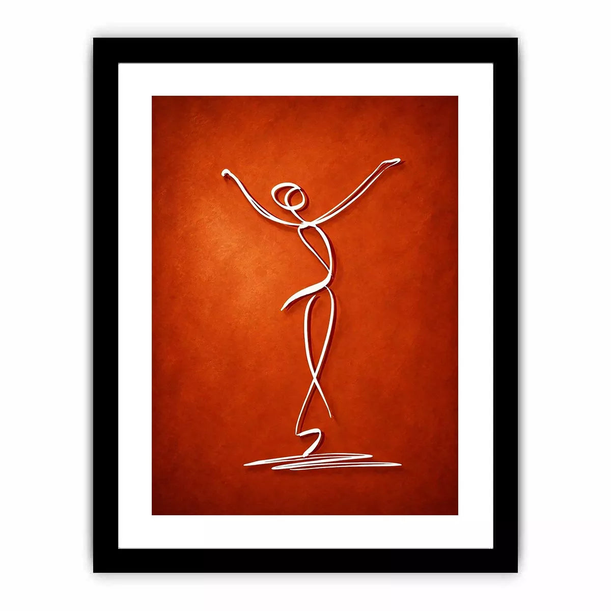 minimalist dancing figure art, abstract line art canvas, modern red Canvas Print, expressive figure drawing decor
