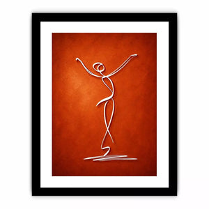 minimalist dancing figure art, abstract line art canvas, modern red Canvas Print, expressive figure drawing decor