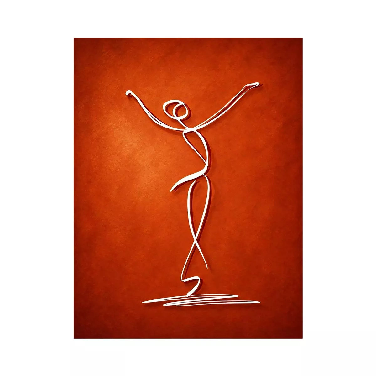 minimalist dancing figure art, abstract line art canvas, modern red Canvas Print, expressive figure drawing decor