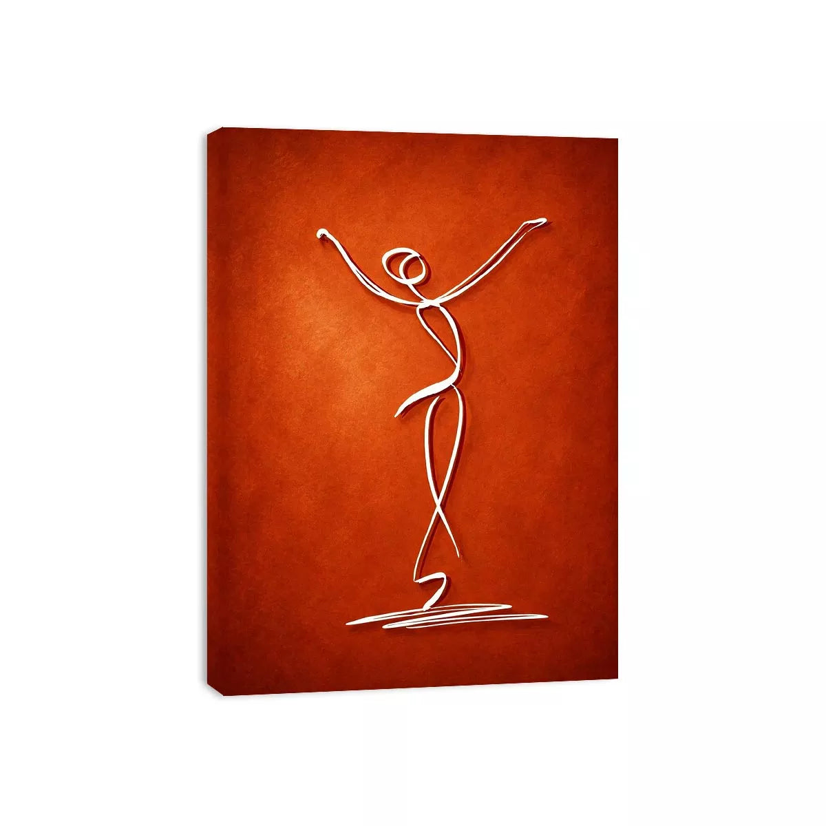 minimalist dancing figure art, abstract line art canvas, modern red Canvas Print, expressive figure drawing decor