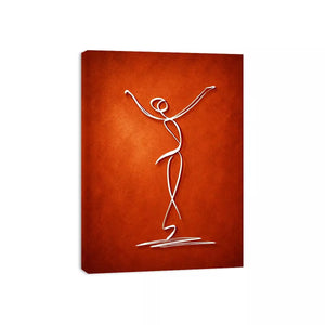 minimalist dancing figure art, abstract line art canvas, modern red Canvas Print, expressive figure drawing decor