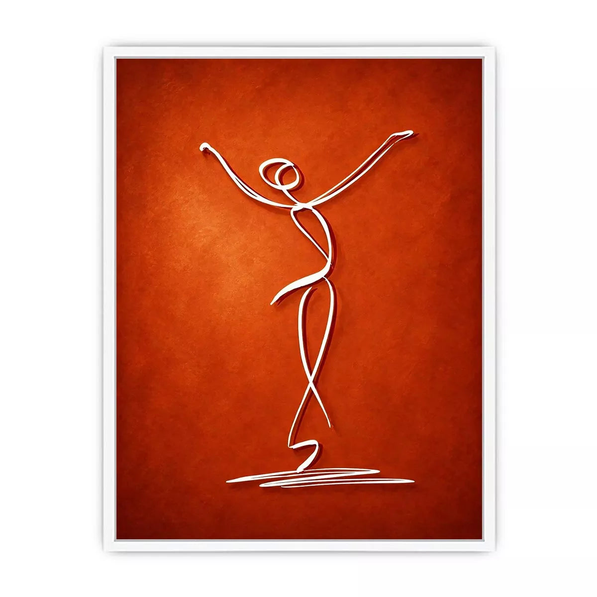 minimalist dancing figure art, abstract line art canvas, modern red Canvas Print, expressive figure drawing decor