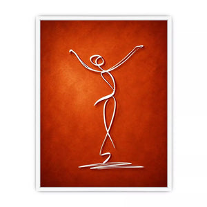 minimalist dancing figure art, abstract line art canvas, modern red Canvas Print, expressive figure drawing decor