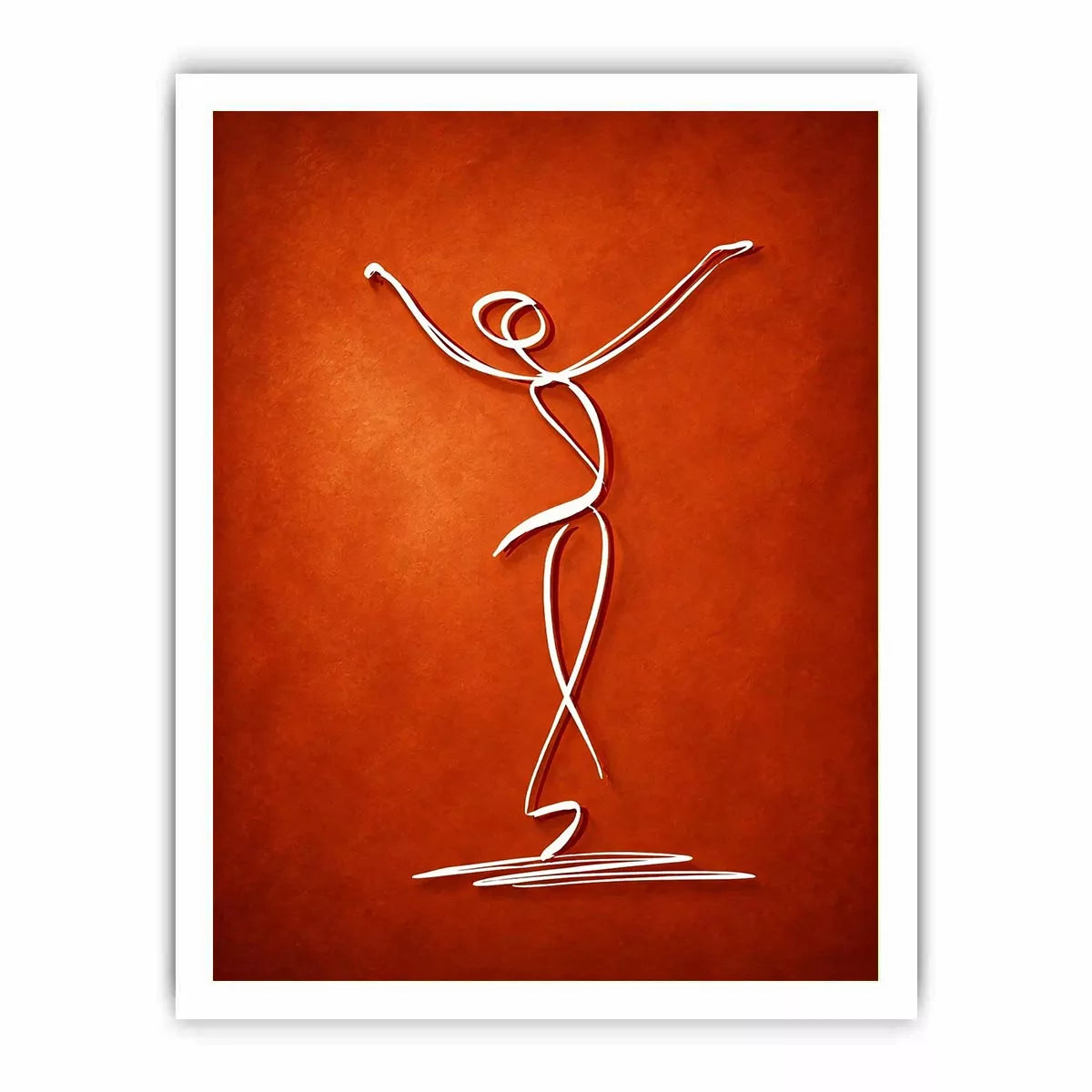 minimalist dancing figure art, abstract line art canvas, modern red Canvas Print, expressive figure drawing decor