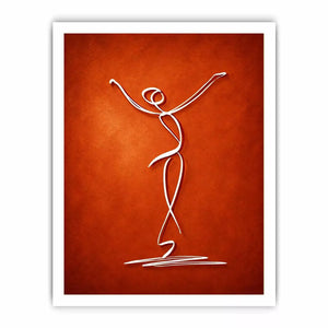 minimalist dancing figure art, abstract line art canvas, modern red Canvas Print, expressive figure drawing decor