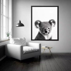 koala black white Canvas Print, minimalist animal portrait canvas, cute koala print, modern wildlife decor