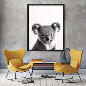koala black white Canvas Print, minimalist animal portrait canvas, cute koala print, modern wildlife decor