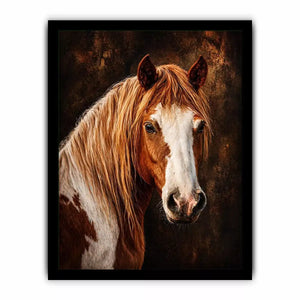 horse portrait Canvas Print canvas, realistic horse painting decor, rustic equine artwork, brown white horse Canvas Print