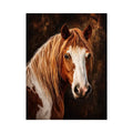 horse portrait Canvas Print canvas, realistic horse painting decor, rustic equine artwork, brown white horse Canvas Print
