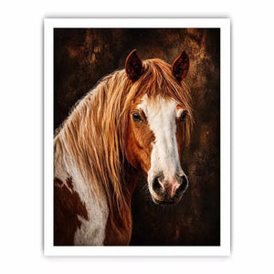 horse portrait Canvas Print canvas, realistic horse painting decor, rustic equine artwork, brown white horse Canvas Print