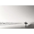 surfer beach Canvas Print black white, minimalist ocean canvas, coastal silhouette artwork, serene beach decor