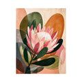 abstract protea flower botanical wall art with earthy tones and modern shapes
