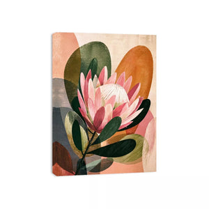 abstract protea flower botanical Canvas Print with earthy tones and modern shapes
