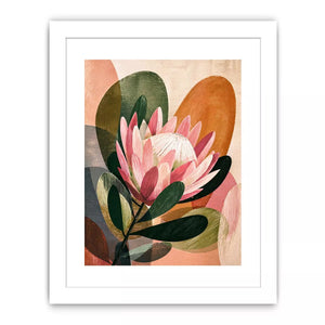 abstract protea flower botanical Canvas Print with earthy tones and modern shapes
