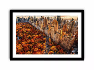 new york city skyline with central park autumn colors aerial view Canvas Print