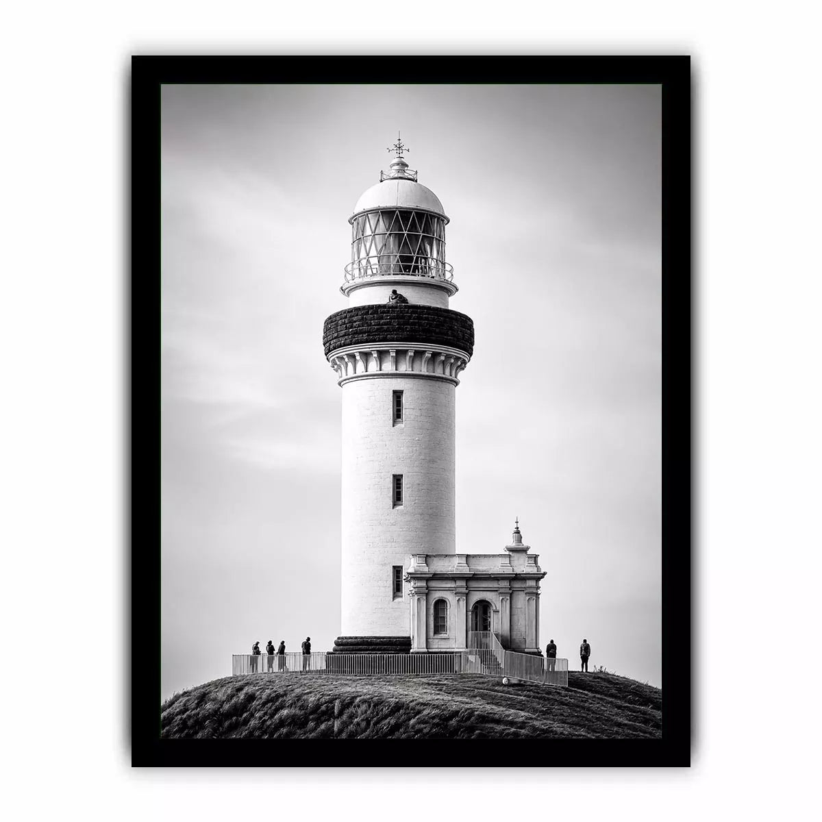 minimal black and white lighthouse architecture wall art canvas