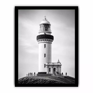 minimal black and white lighthouse architecture wall art canvas