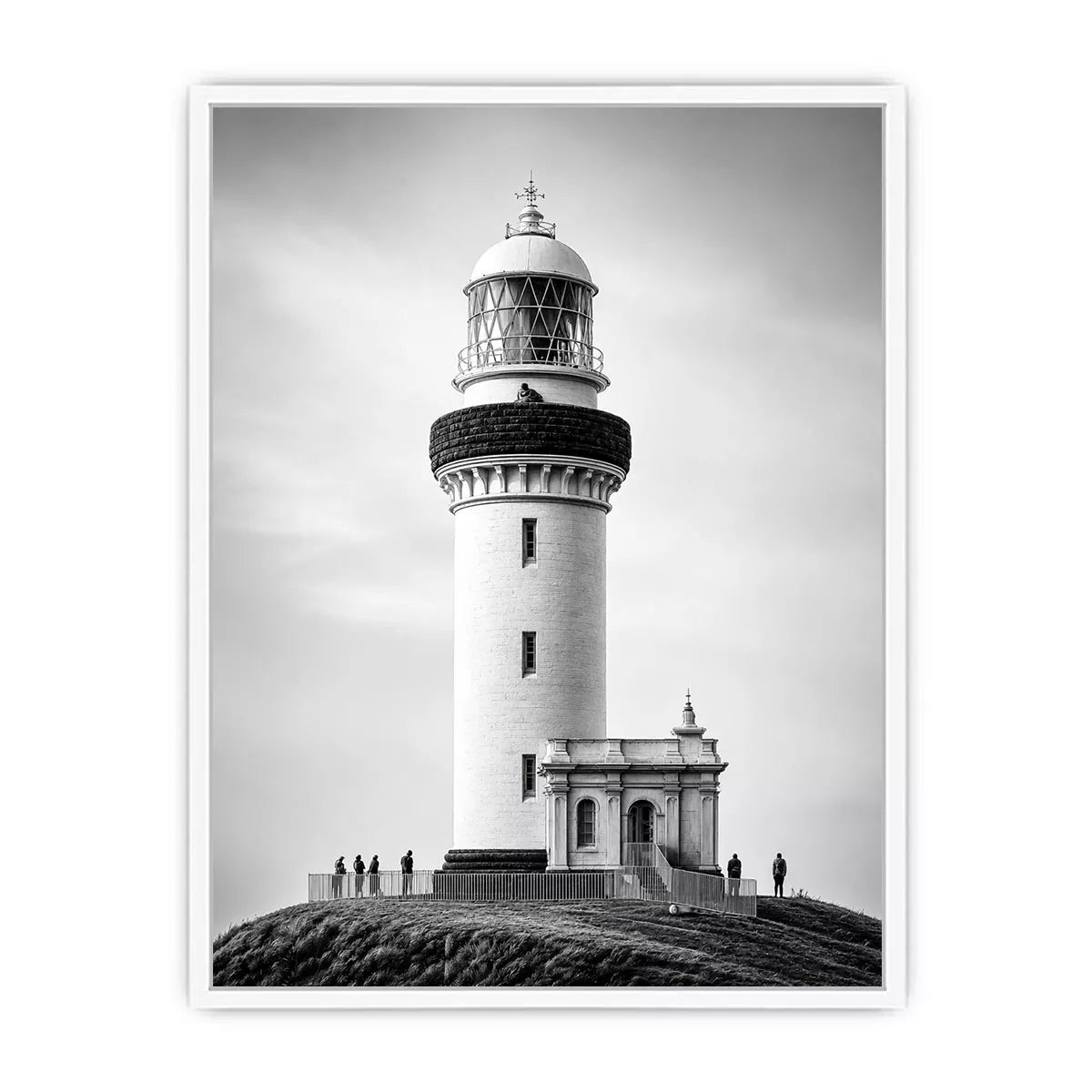 minimal black and white lighthouse architecture wall art canvas