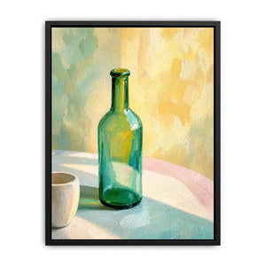minimal pastel still life bottle painting Canvas Print canvas with soft light