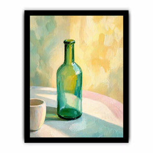 minimal pastel still life bottle painting Canvas Print canvas with soft light