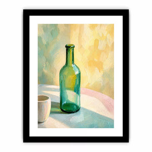 minimal pastel still life bottle painting Canvas Print canvas with soft light
