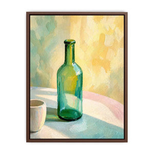 minimal pastel still life bottle painting Canvas Print canvas with soft light