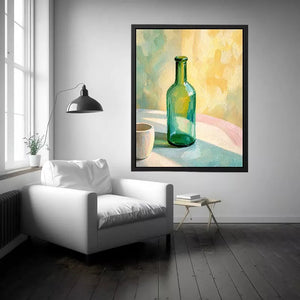 minimal pastel still life bottle painting Canvas Print canvas with soft light