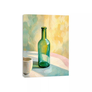 minimal pastel still life bottle painting Canvas Print canvas with soft light