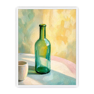 minimal pastel still life bottle painting Canvas Print canvas with soft light