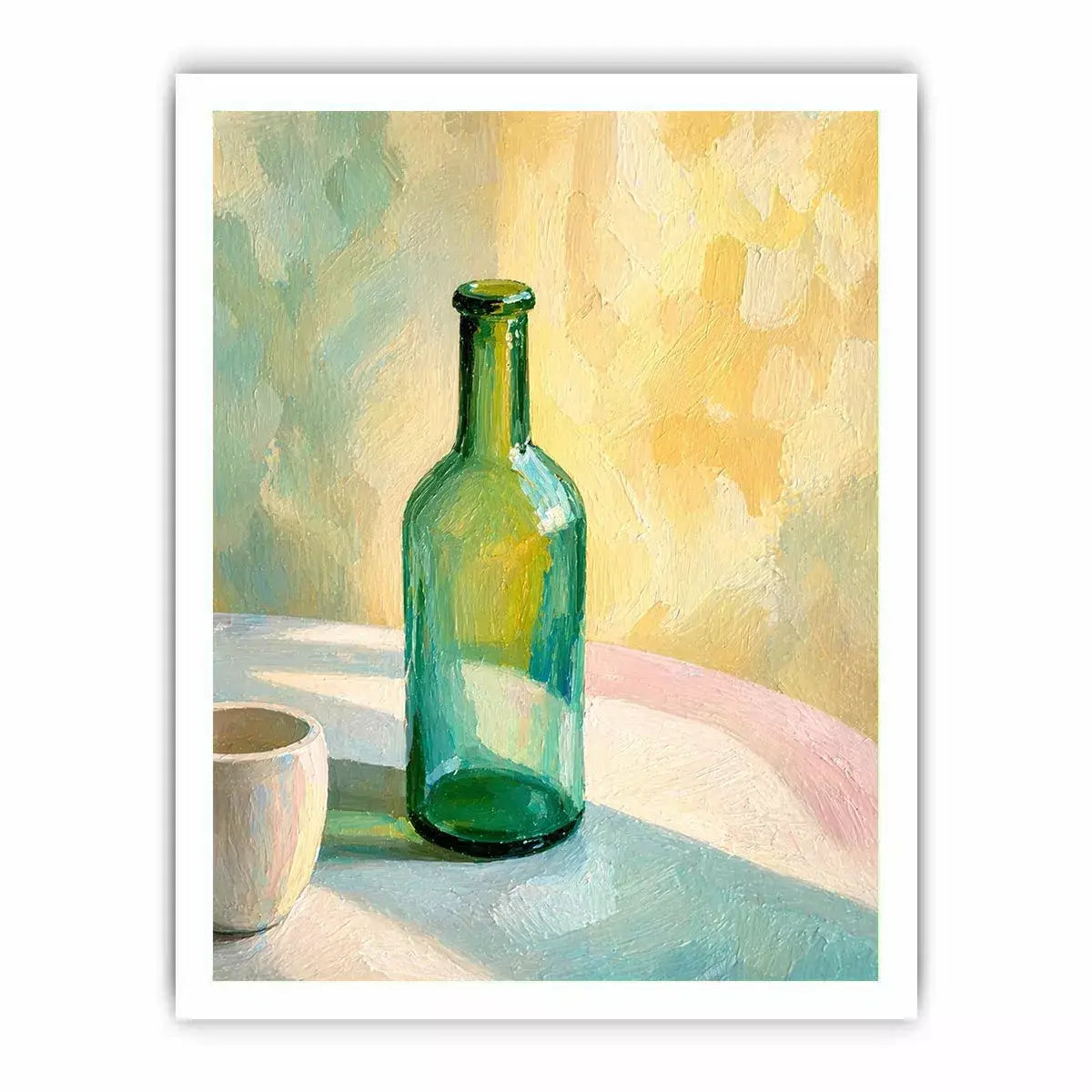 minimal pastel still life bottle painting Canvas Print canvas with soft light