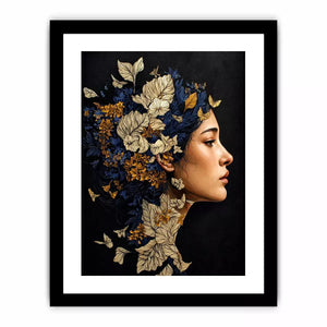 modern woman portrait with floral botanical elements luxury Canvas Print canvas