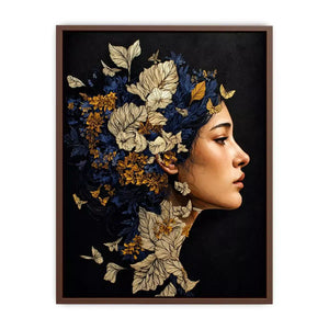 modern woman portrait with floral botanical elements luxury Canvas Print canvas