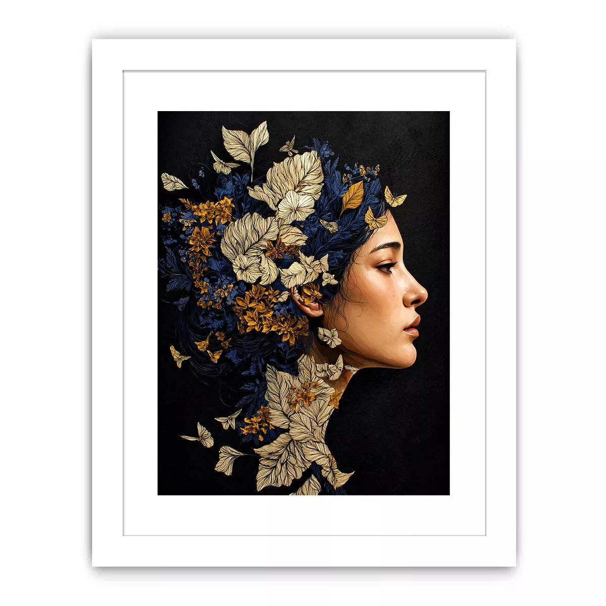 modern woman portrait with floral botanical elements luxury Canvas Print canvas