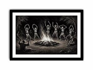 vintage skeleton dance around fire gothic Canvas Print canvas