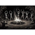 vintage skeleton dance around fire gothic Canvas Print canvas