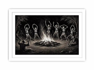 vintage skeleton dance around fire gothic Canvas Print canvas