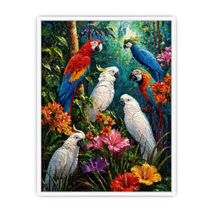 colorful tropical parrot painting Canvas Print canvas jungle birds vibrant textured artwork