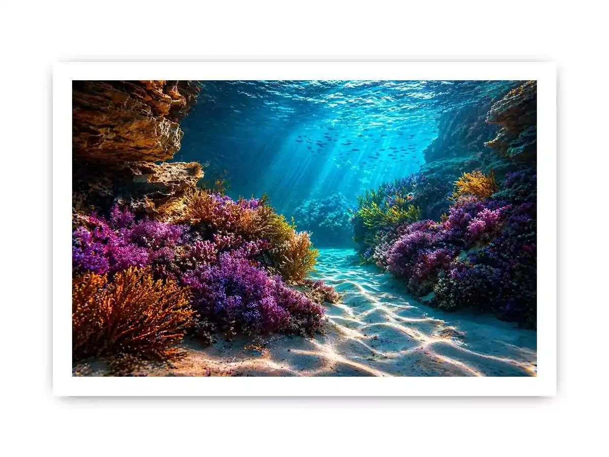 underwater coral reef ocean wall art canvas serene coastal marine landscape