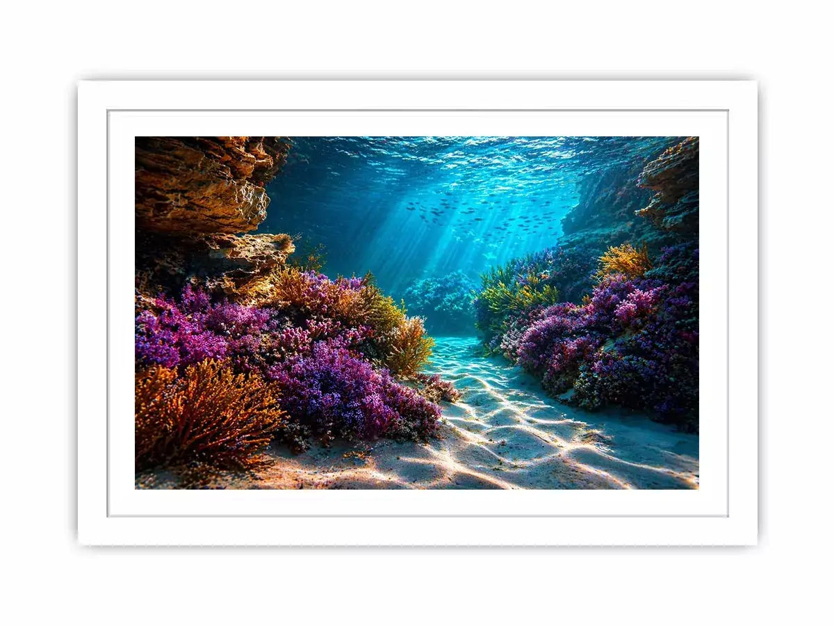 underwater coral reef ocean wall art canvas serene coastal marine landscape