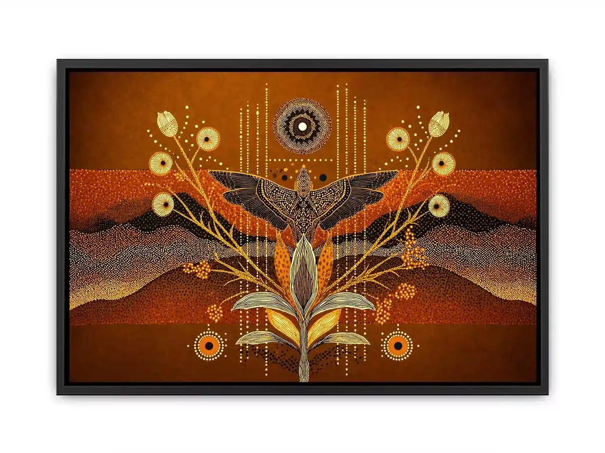 gold abstract bird Canvas Print canvas boho modern earthy geometric design