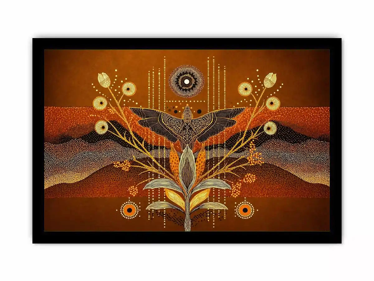 gold abstract bird Canvas Print canvas boho modern earthy geometric design